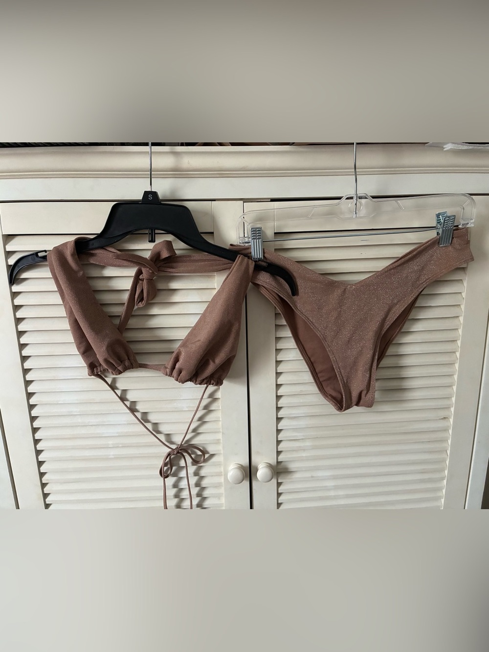 Abercrombie & Fitch Shimmery Taupe Brown Bikini Set